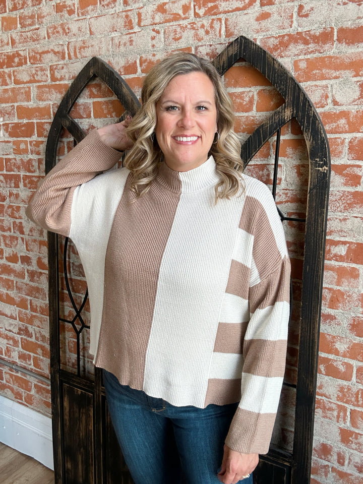 Iced Mocha Latte Color Block Sweater