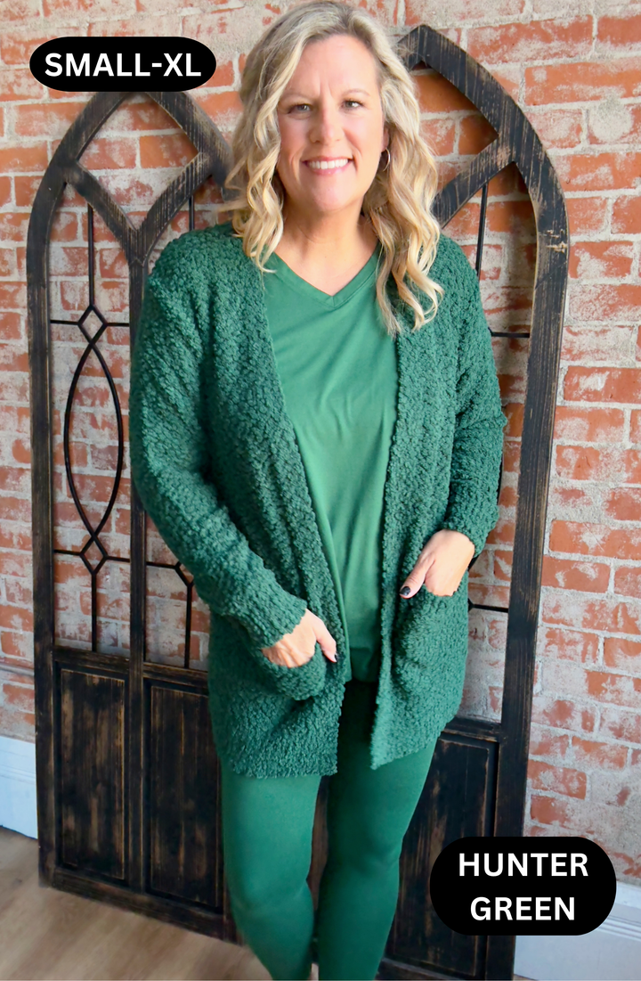 Wrap Me In Warmth Popcorn Cardigan-Green/Blue Tones