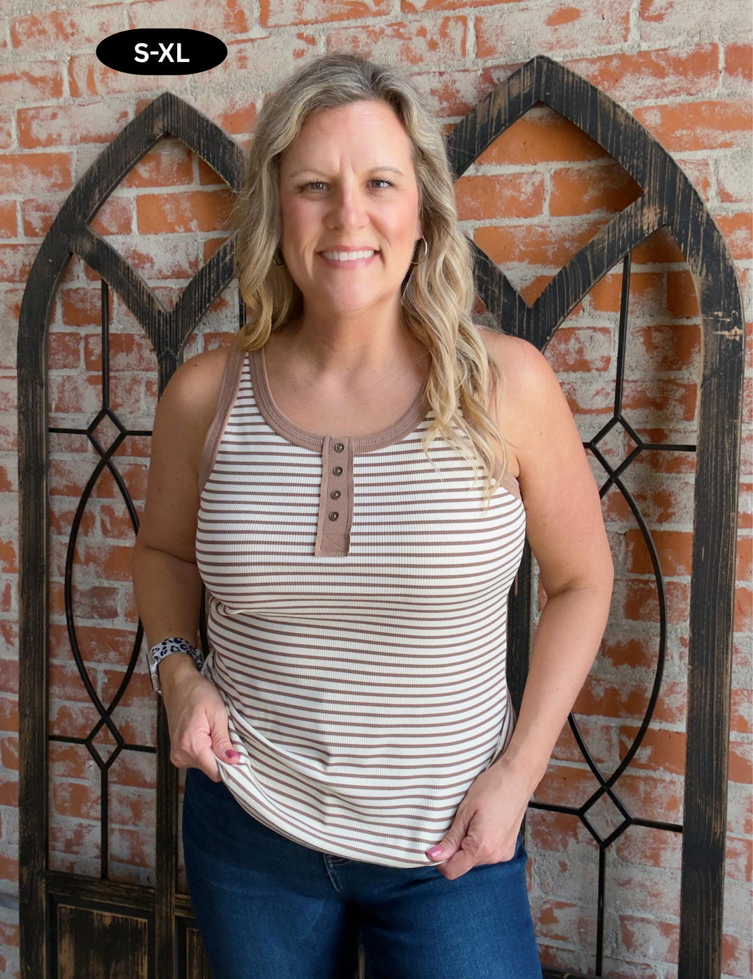 Life  Is Good Striped Henley Tank