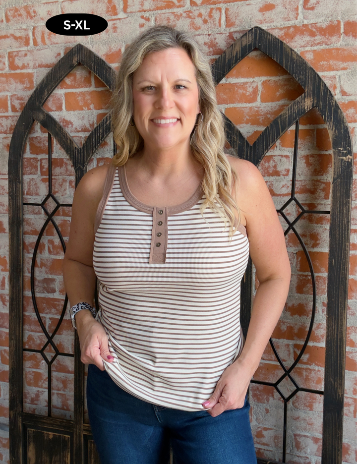 Life  Is Good Striped Henley Tank