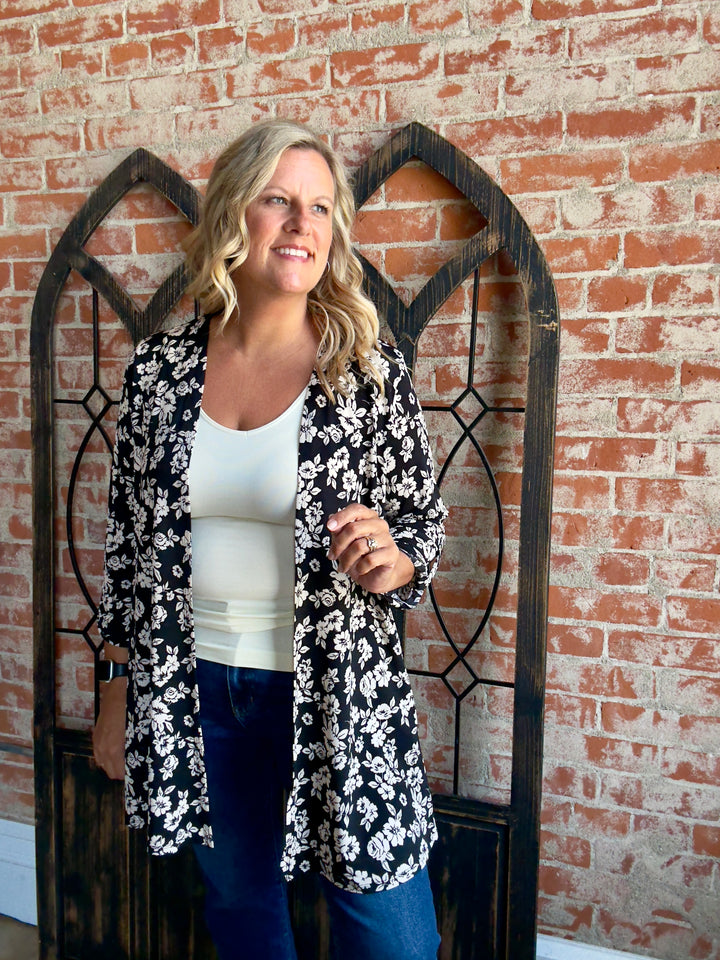 Fit Right In Black Floral Lizzy Cardigan
