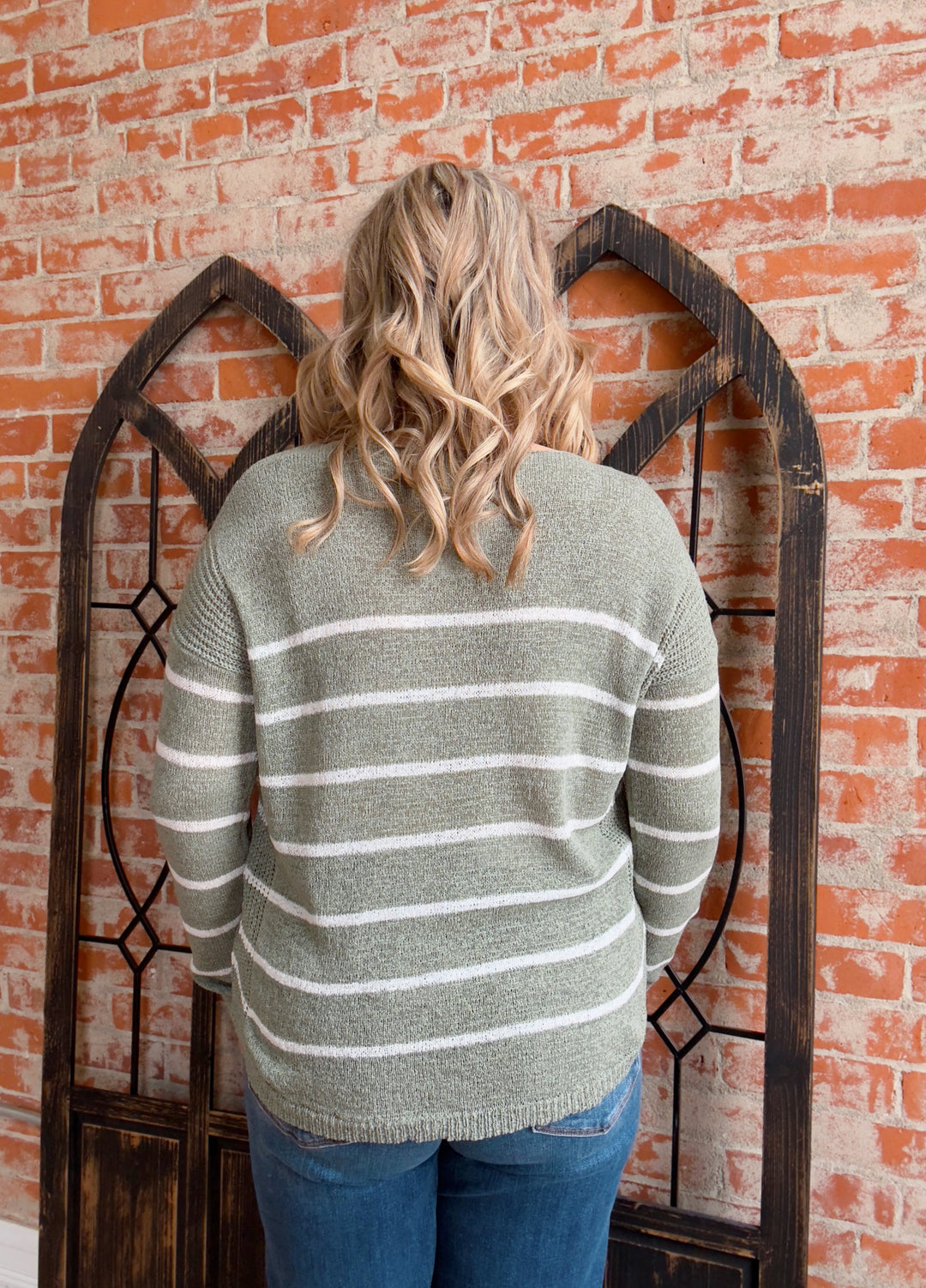 Stay Young Striped Sweater-Sage