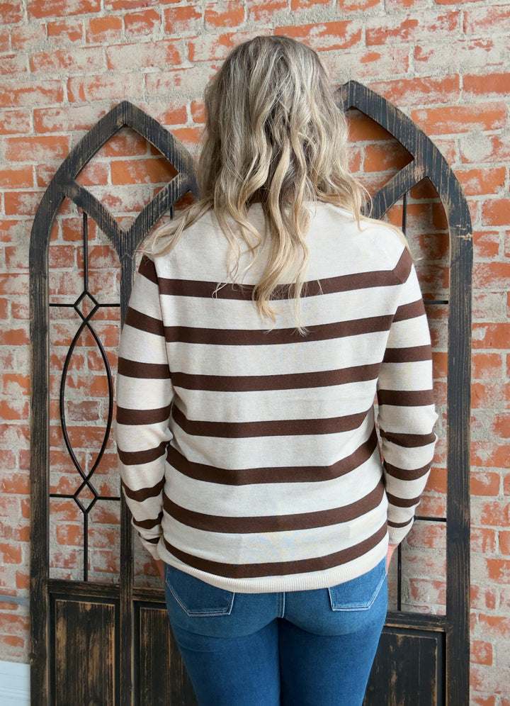 It's All Me Striped Sweater-Neutrals