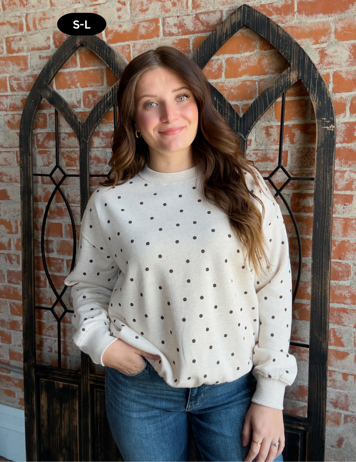 Dotted Expression Crewneck-Beige