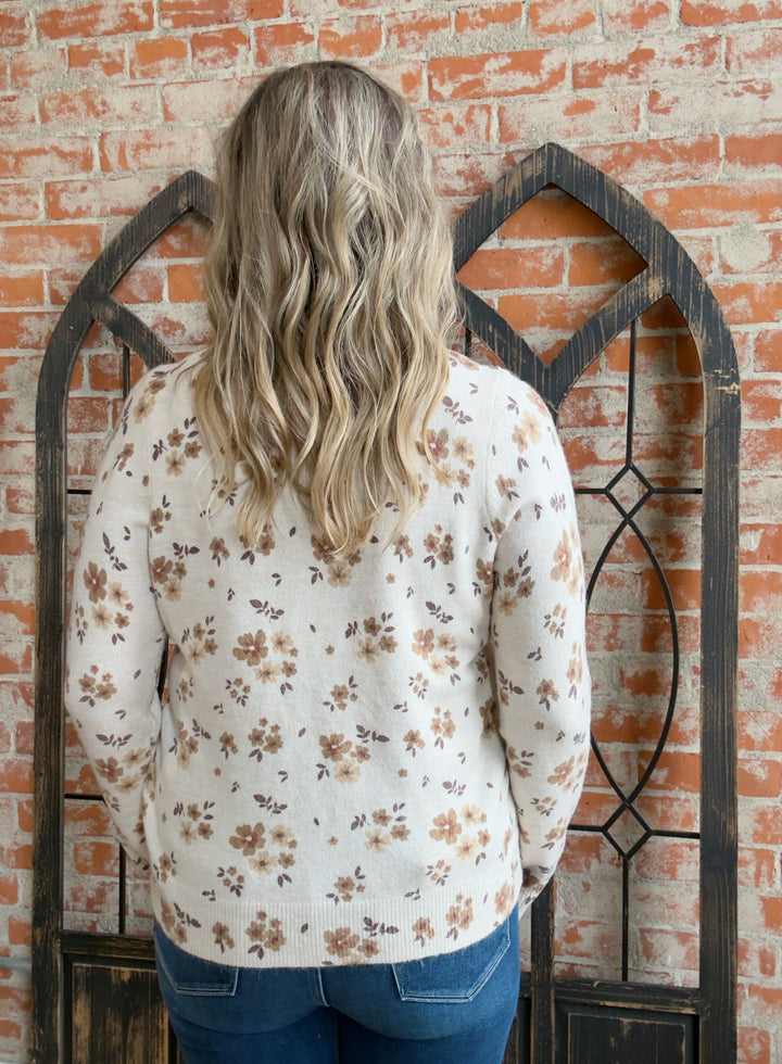 Pretty Petals Floral Sweater-Oatmeal