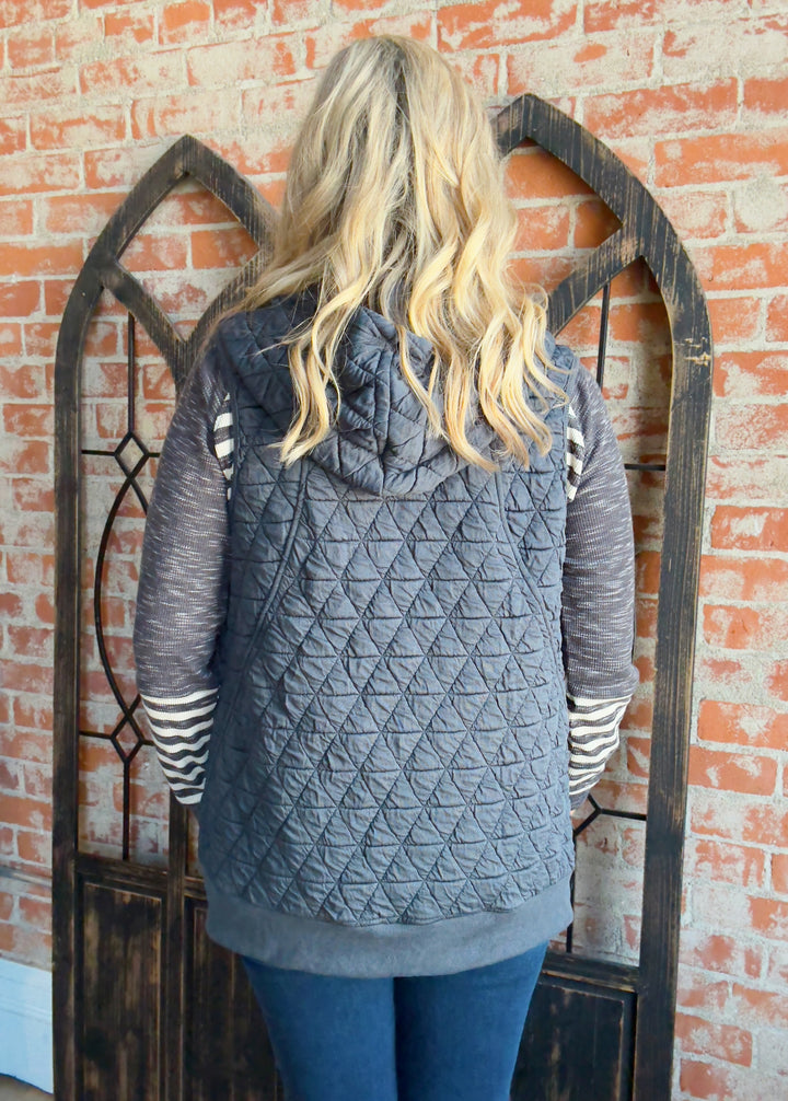 Epic Comeback Long Vest-Charcoal