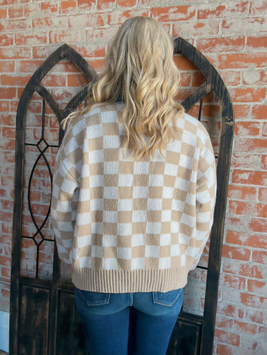 Team's Top Pick Checkered/Denim Sweater Cardi