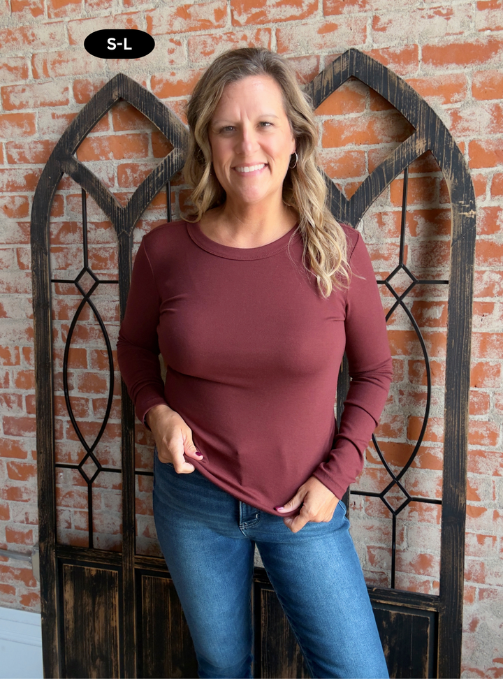 Had The Chance Basic Long Sleeve-Wine