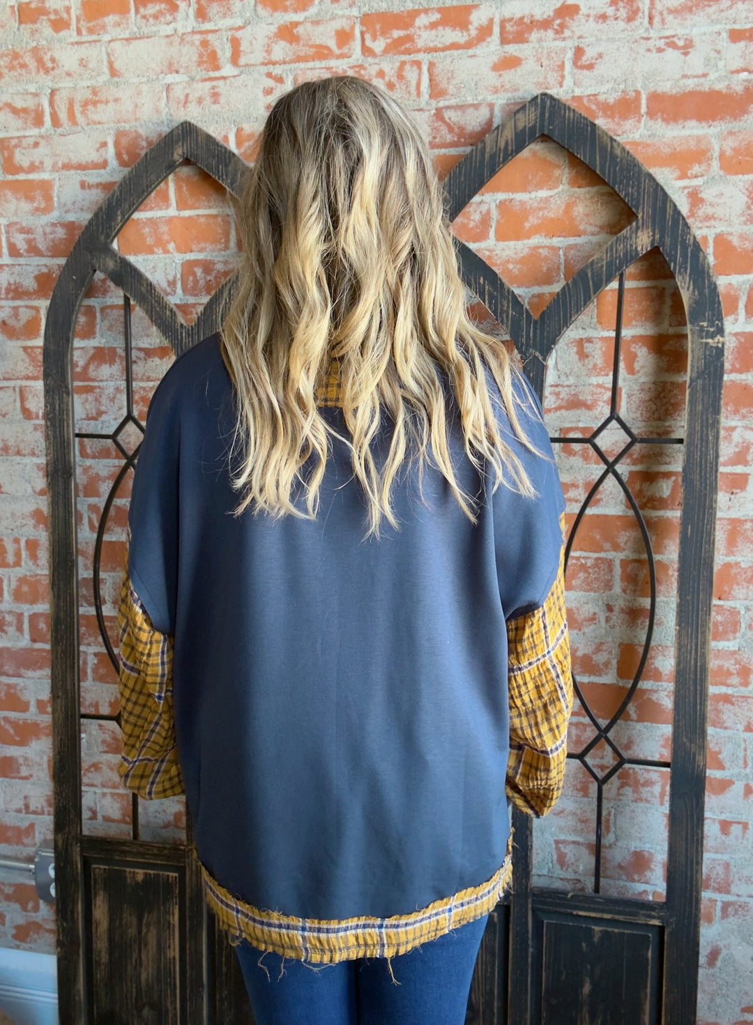 One Of The Few Plaid Sleeve Henley