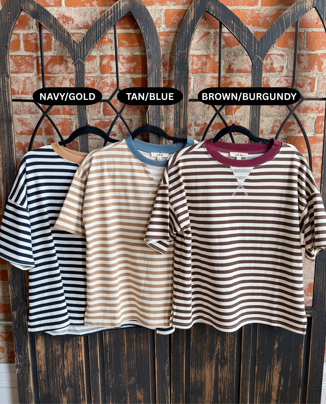 Can't Beat It Striped Tee-Multiple Colors