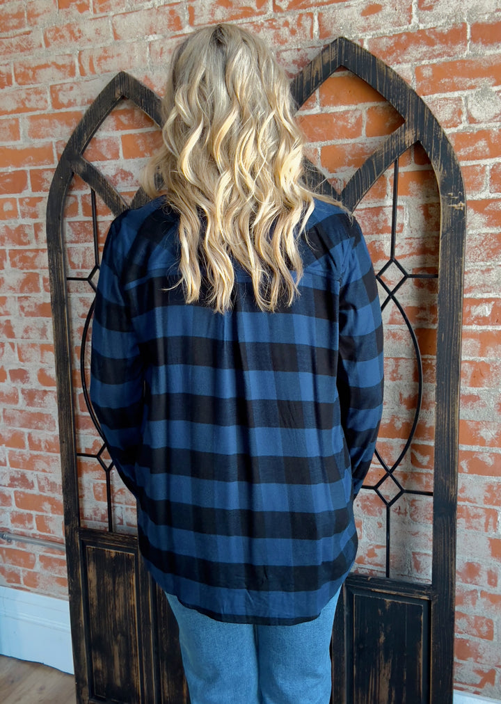 Not your Boyfriends Buffalo Check Flannel-Blue