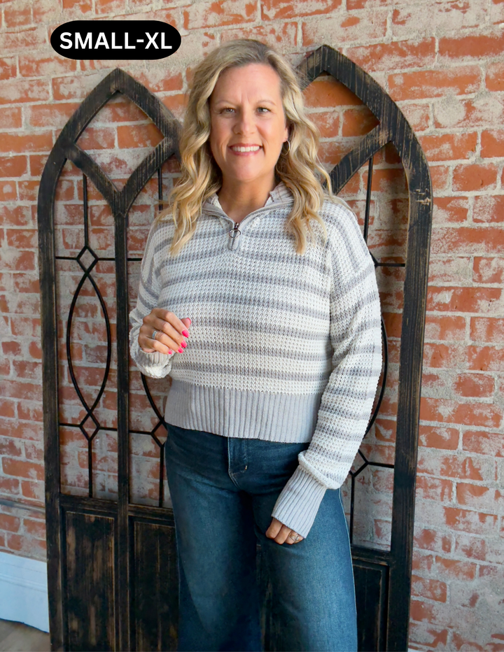 Be On My Side Striped Sweater Halfzip