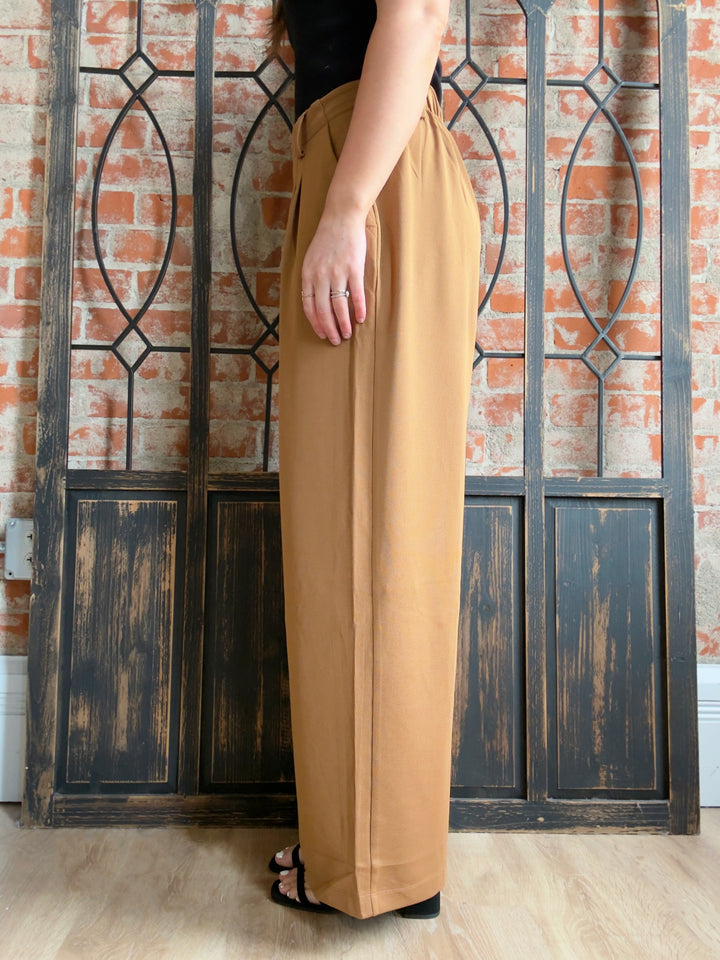 Poised Waffle Knit Business Pant-Camel