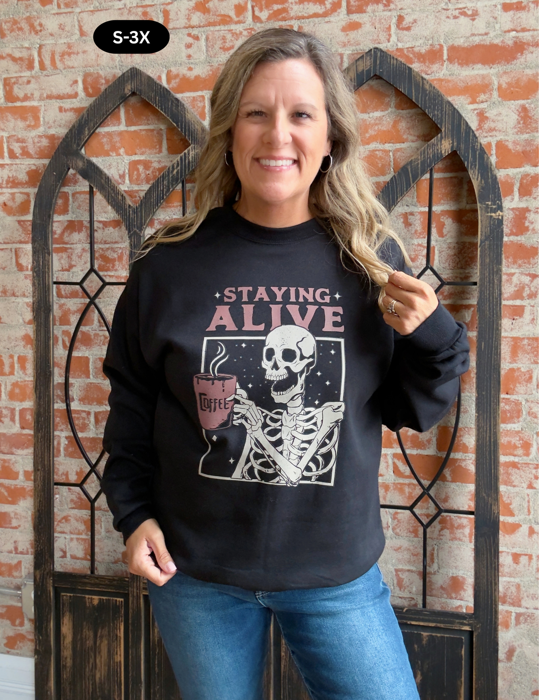 Staying Alive Skeleton Crewneck
