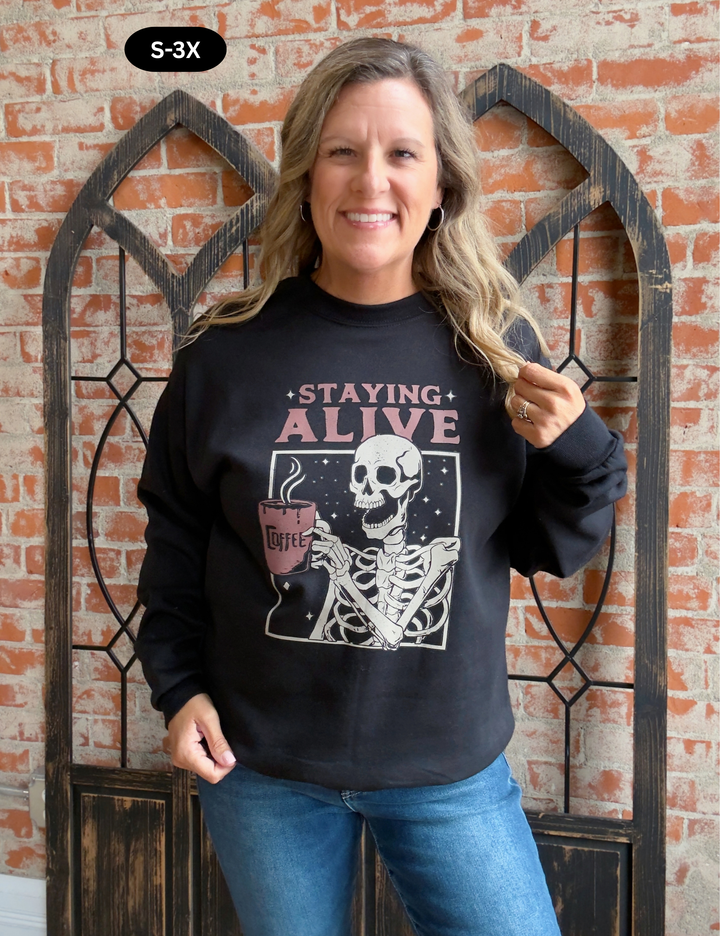 Staying Alive Skeleton Crewneck