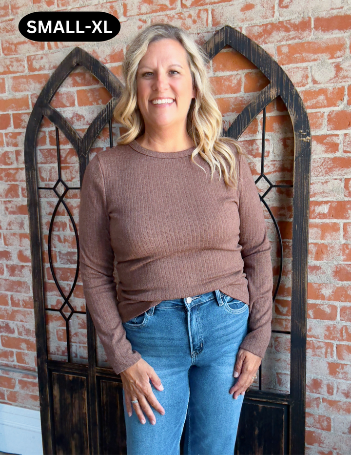 My Weakness Basic Long Sleeve-Brown