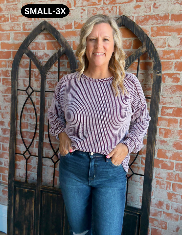 Take Another Look 2 Tone Ribbed Long Sleeve