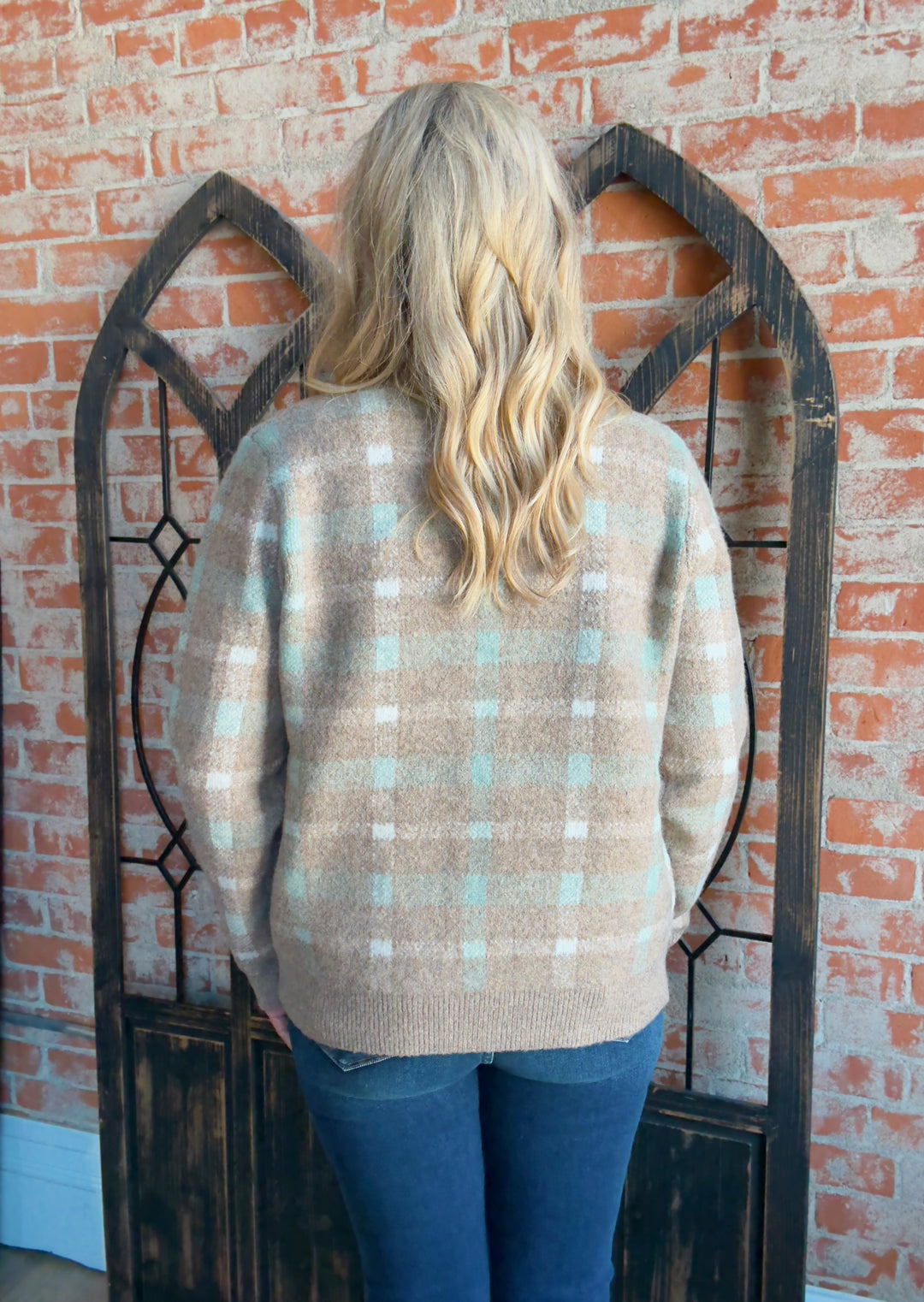 Ms. Ginger Plaid Sweater Cardigan