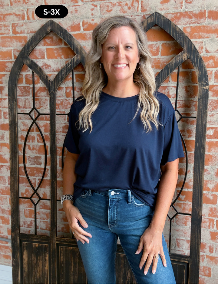 Short Lived Basic Tee- Navy