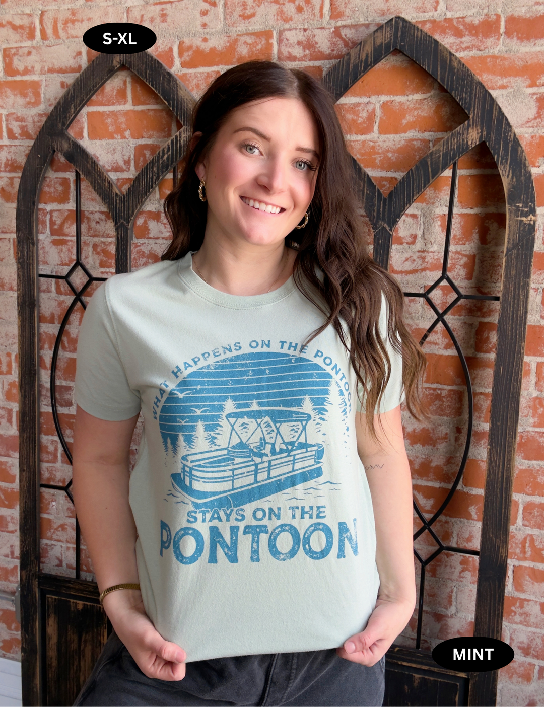 What Happens On The Pontoon Graphic Tee-2 Colors