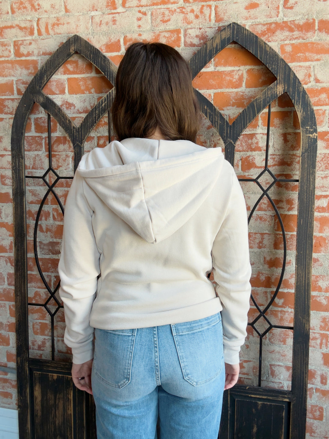 Always A Yes Fleece Zip Up-Beige
