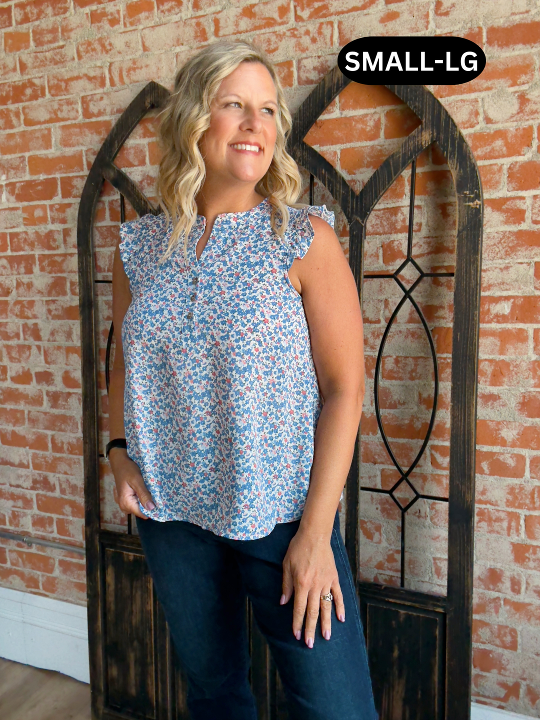 Pretty Little Flower Ruffle Blouse Tank