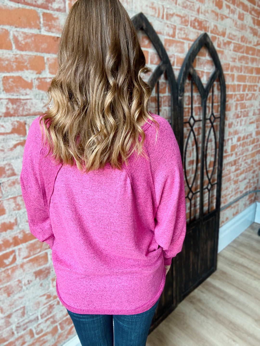 You Can Sit With Us Soft Dolman-Fuchsia
