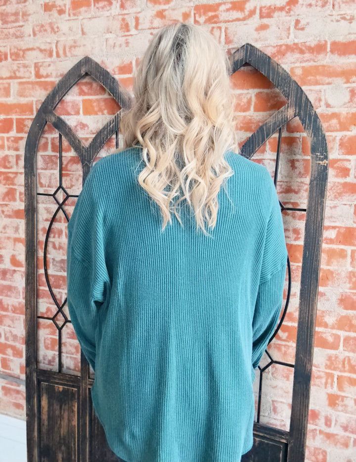 It's A Devotion Waffle Shacket-Hunter Green