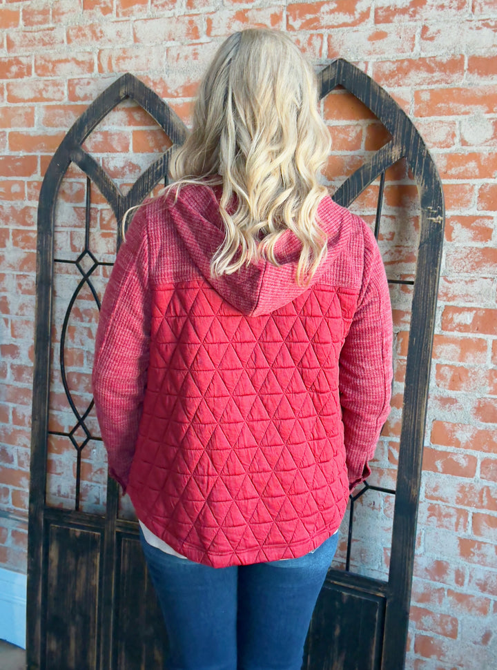 Give It Your All Quilted Shacket-Burgundy