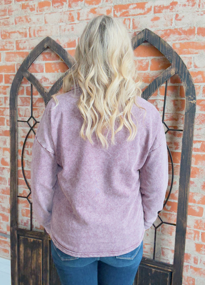 Wheels Are Turnin' Burnout Collared Long Sleeve