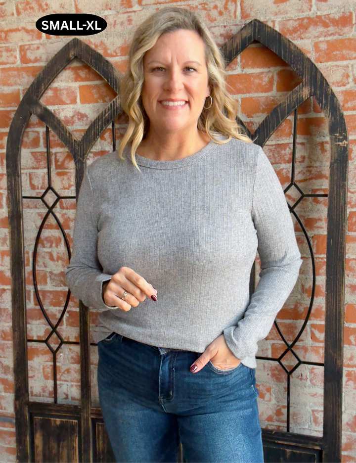 My Weakness Basic Long Sleeve-Grey