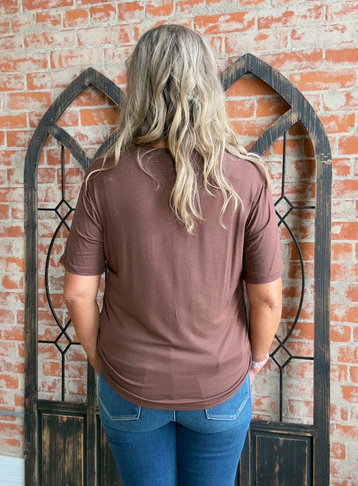 What I'm looking For Pocket Tee-Brown