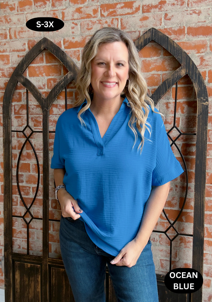Ready To Make A Move Airflow Blouse-Blue Tones