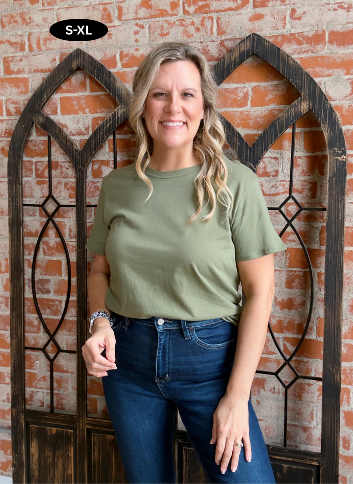 Put My Trust In You Boyfriend Tee-Olive