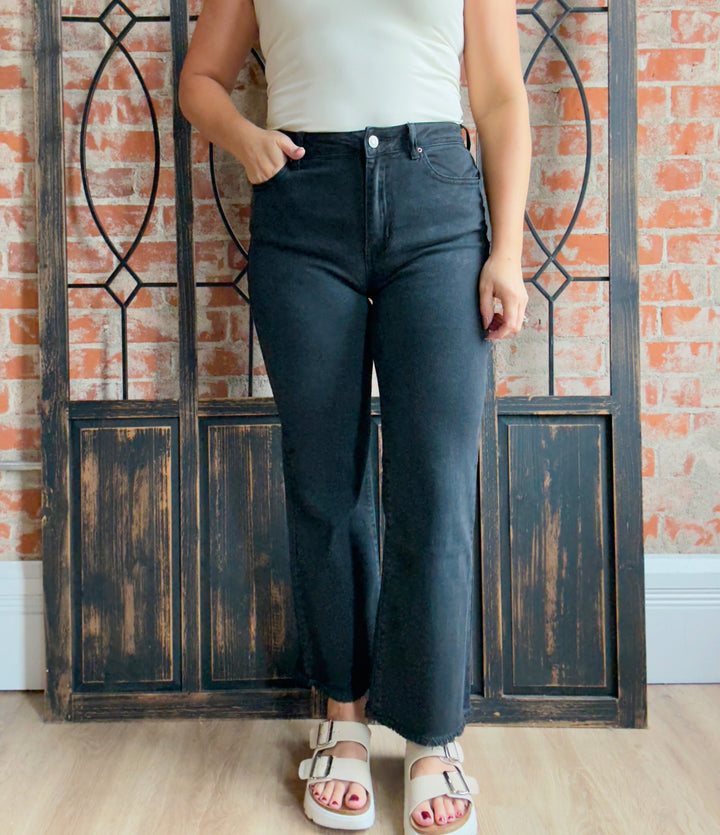 Never A Dull Moment Cropped Kick Flare- Neutrals