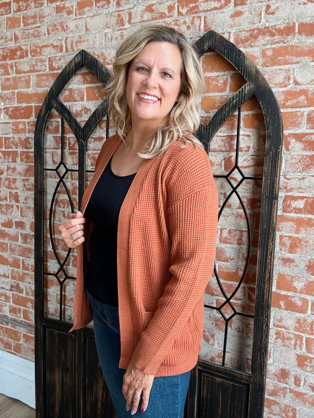 Cozied Up Rust Cardigan