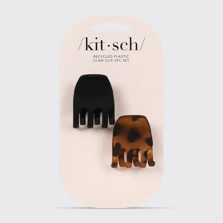 Kitsch Eco-Friendly Medium Claw Clips 2pc Set - Black & Tort
