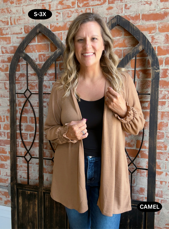 In A Daze Smocked Sleeve Cardigan-2 Colors