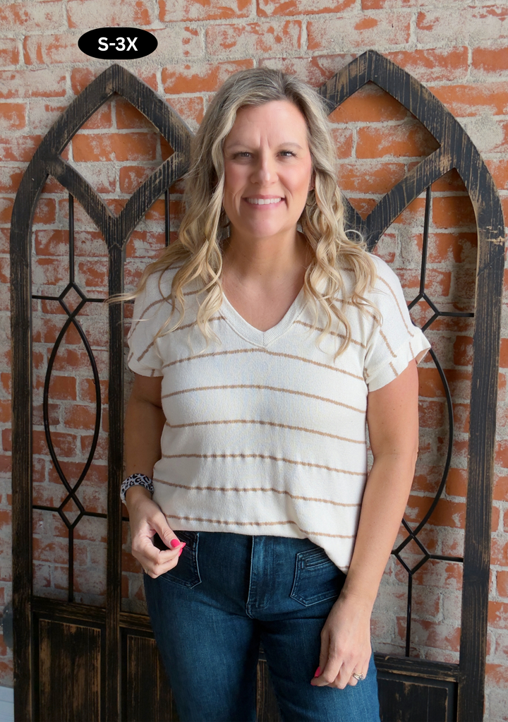 Easy Choice Striped Tee- Cream