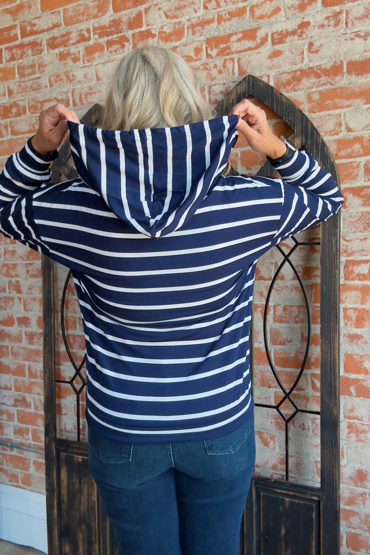 Cover Up Navy Striped Hoodie