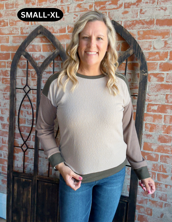 The Time Of Day Color Block-Taupe