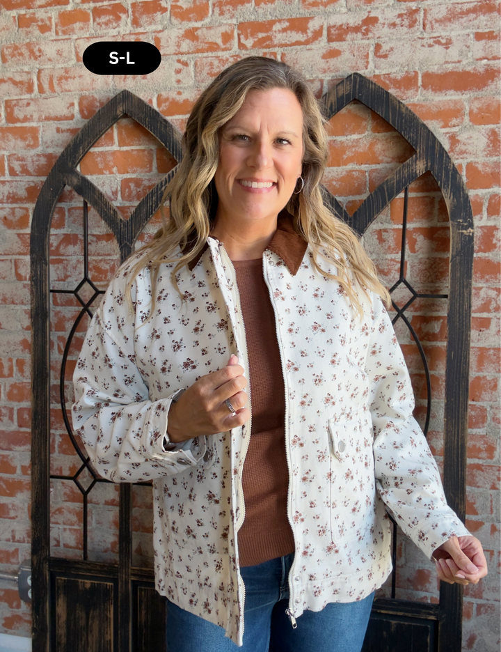 She's A Peach Floral Barn Jacket