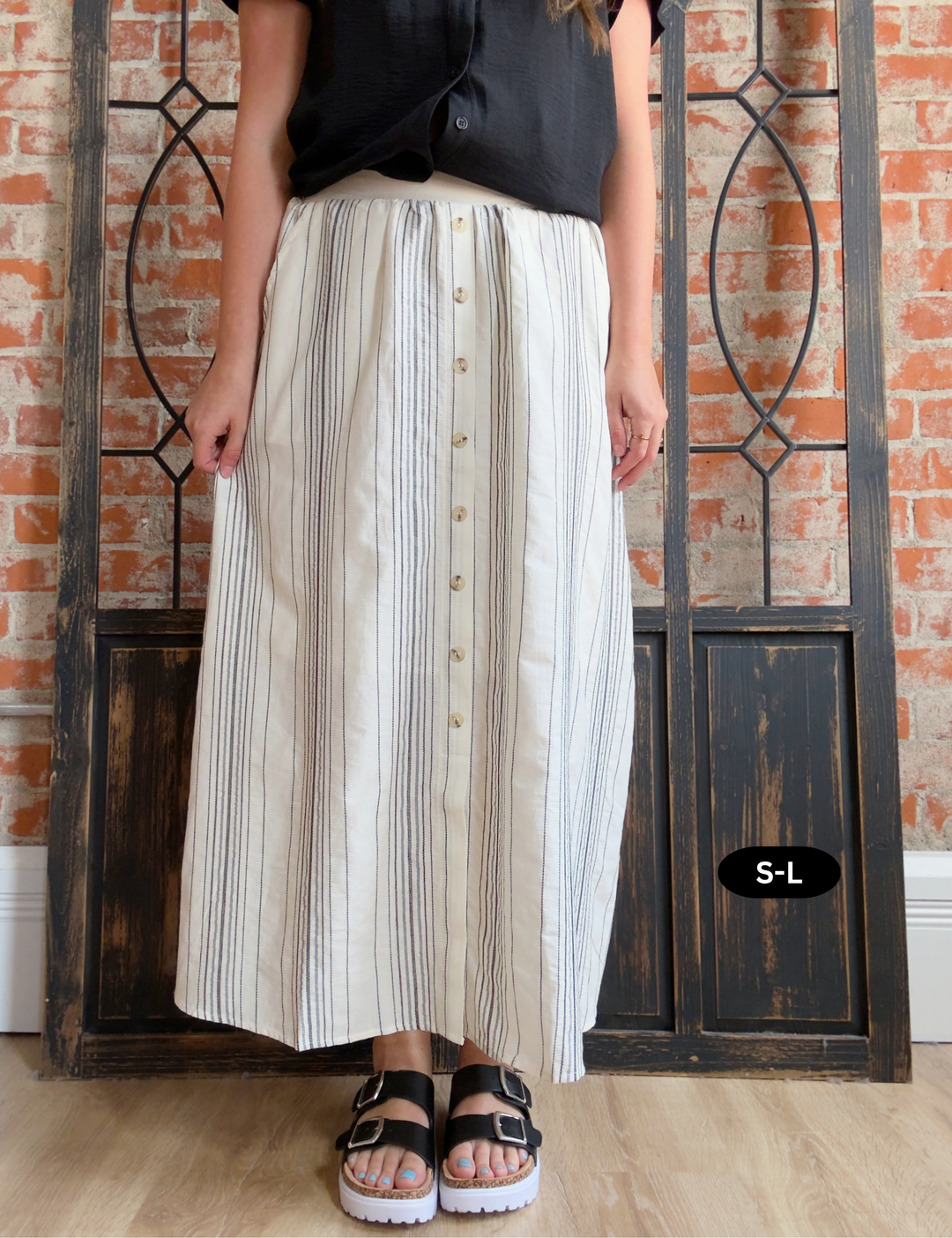 A Slow Day Pinstriped Skirt