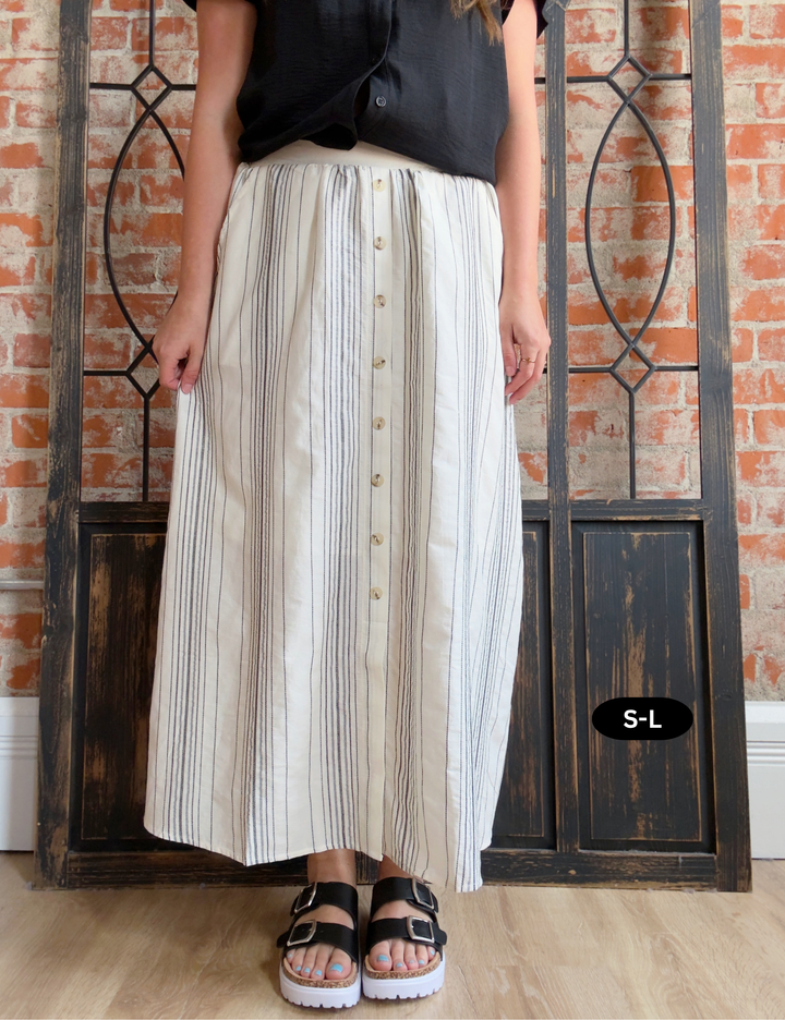 A Slow Day Pinstriped Skirt