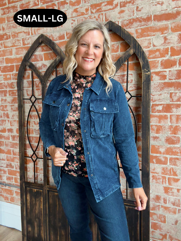 Sweet Surprise Stretch Jacket-Denim