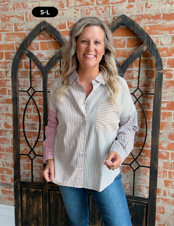 Don't Lose It Pinstriped Button Up