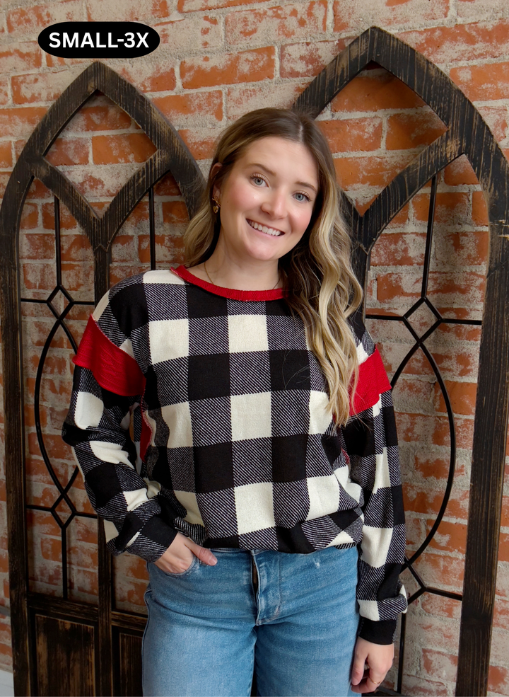 Brings Me Joy Buffalo Check Color Block