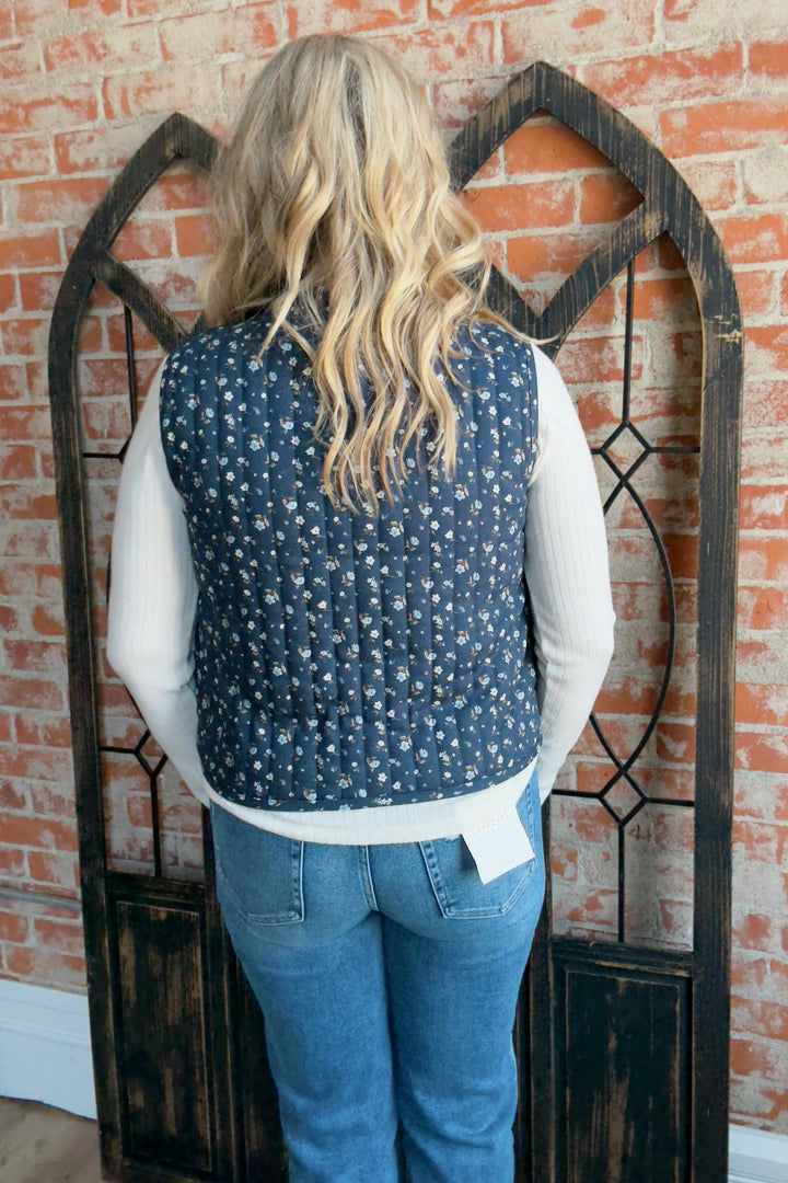 A Fall Favorite Floral Denim Vest