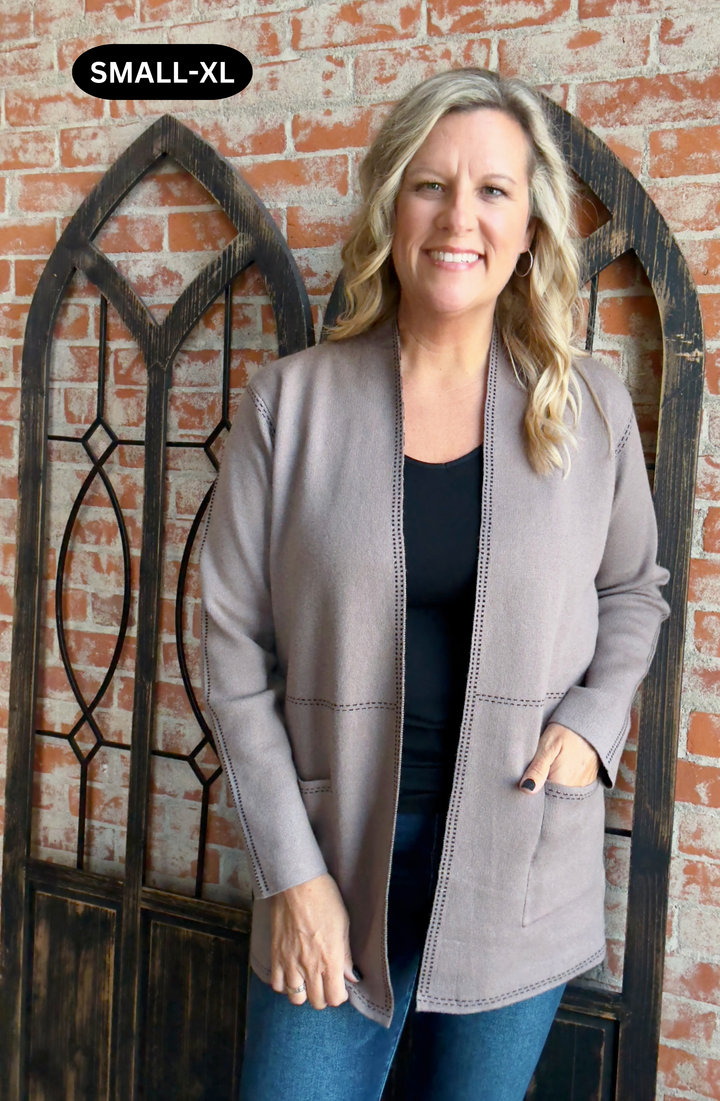 Go Up A Level Stitched Cardigan