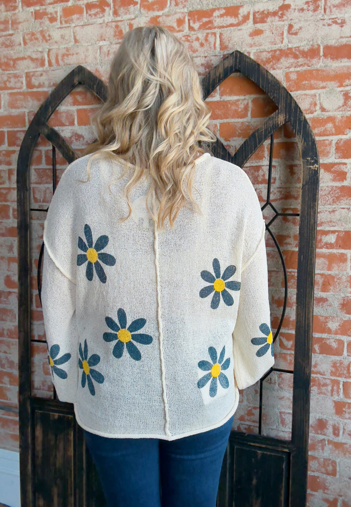 Sucker For You Flower Sweater